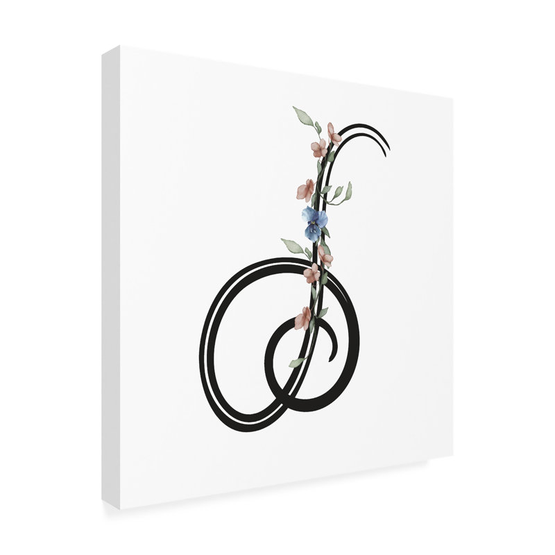 Modern Floral Monogram 'I' Canvas Art Print, 18" x 18"