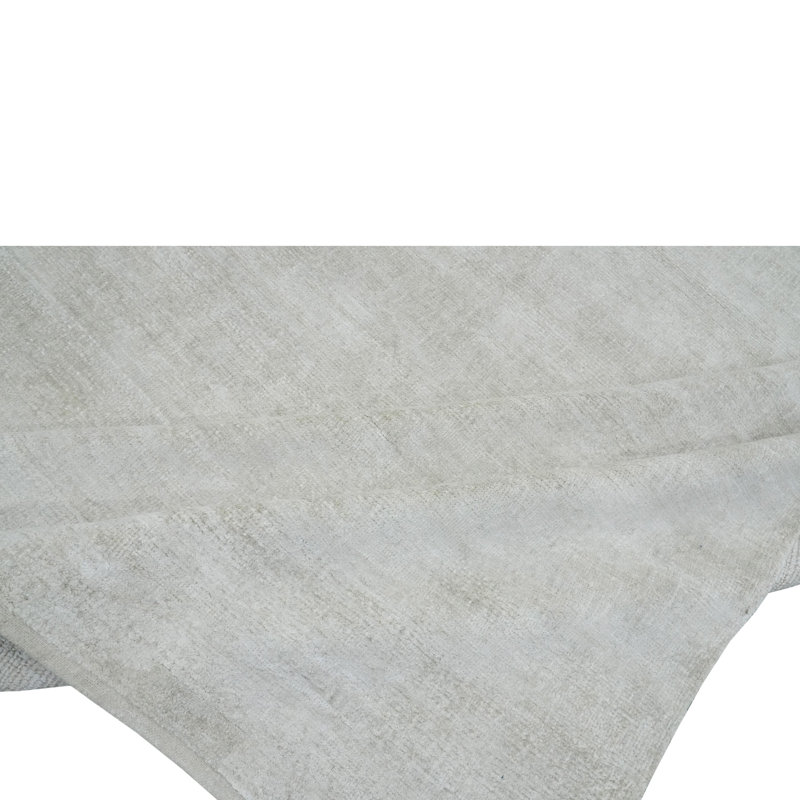 Solid Saree Silk Rug, Light Beige, Rectangle 15' x 24'