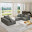 Modern Upholstered Boneless Sectional Sofa Couch Set,Modular 132" L Shaped Sectional Living Room Sofa Set With 6 Pillows,Free Combination Sofa Couch for Living Room,Bedroom-1972580698
