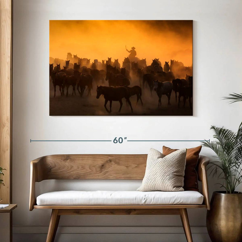 Lelar Herding Horses, 32" H x 48" W