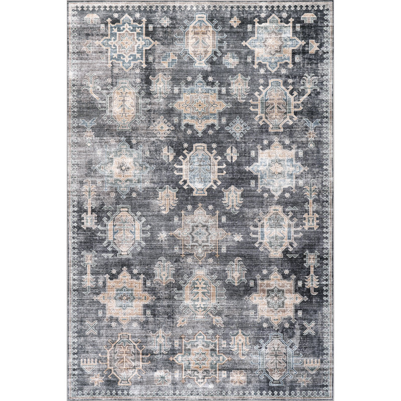 Tapis lavable en machine Philomena Medallion SplashGuard, Rectangle 5' x 8'