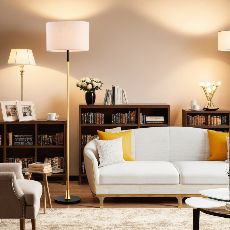 Lampe sur pied 65 po avec abat-jour beige et lampe sur pied industrielle 65 po American Design