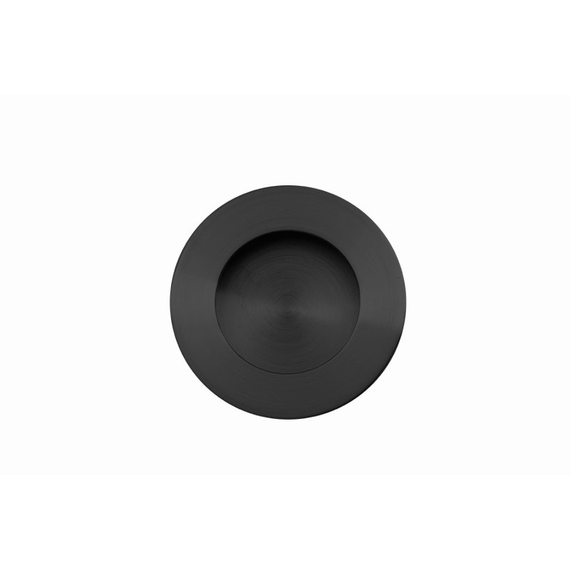 Plaque à tirer ronde, H 2,56 po x l 2,56 po x P 0,43 po, Noir satiné