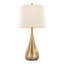 29" Contemporary Gold Metal Table Lamps With White Linen Shades - Set Of 2