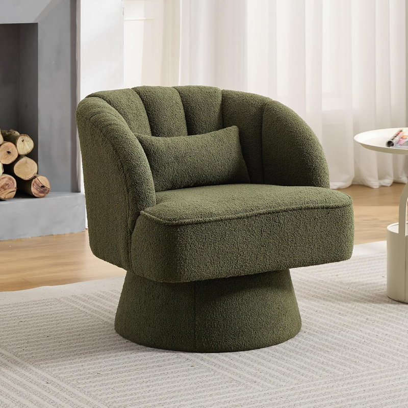 Fauteuil d'appoint moderne pivotant en tonneau, fauteuil rembourré à 360 ° avec dossier rayé et rembourrage moelleux