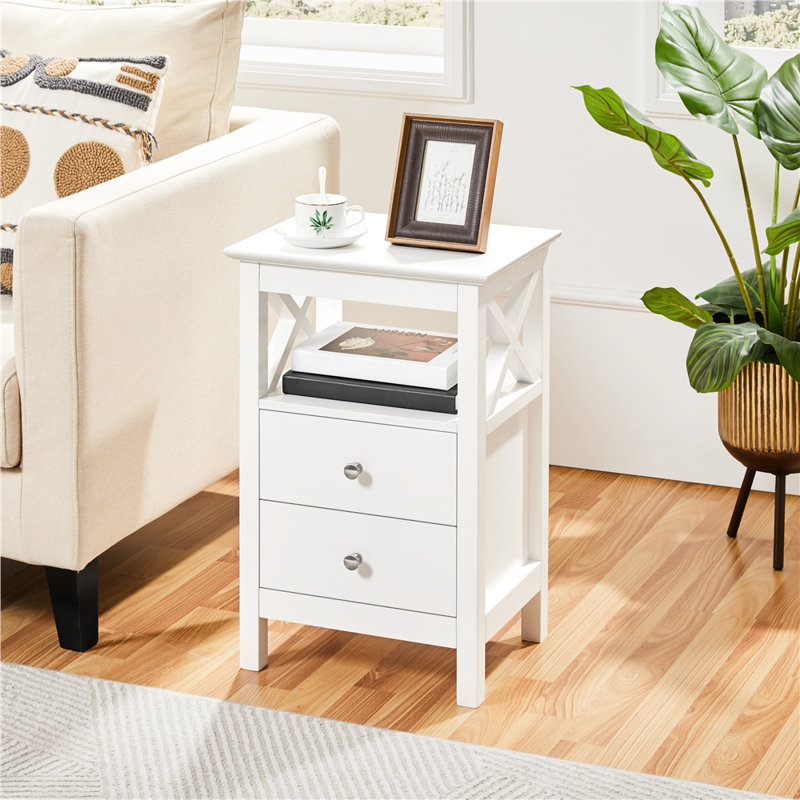 40cm W Bedside Table, White