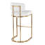 Tabouret de bar à hauteur fixe en métal doré et similicuir blanc - ensemble de 2
