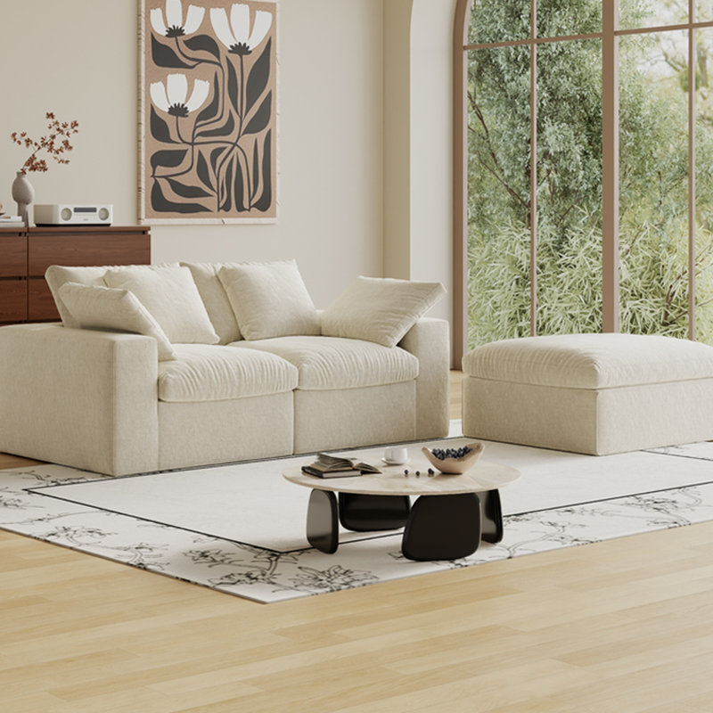 Canapé-lit modulaire compressé 3 places, moderne et minimaliste pour le salon avec, blanc, éponge haute densité 33D offrant confort et rangement à compression verticale, emballage quadruple pour,