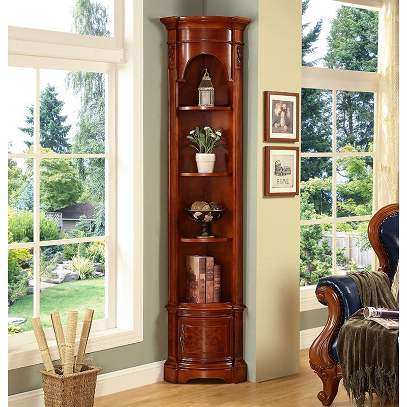 15.08" Brown Standard Solid Wood Display & China Cabinets
