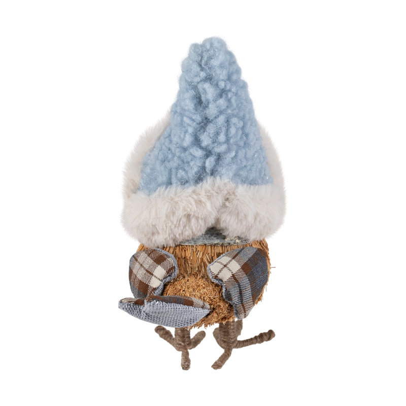 Woodland Standing Bird With Plush Winter Hat Christmas Figure - 7.5"