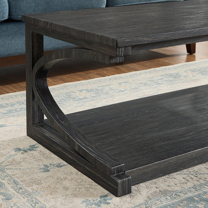 Table basse unique, table basse moderne en bois massif avec centre de rangement, table basse en bois massif de forme spéciale, salon, cuisine, appartement