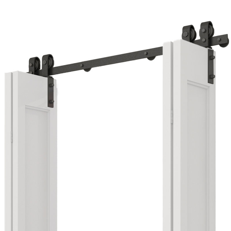 Black Steel Double Door Barn Door Hardware Kit Standard Double