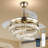 42'' Dimmable Ceiling Fan With Light And Remote Crystal Modern Chandelier Fan Retractable Fandelier With Memory, Silent Motor, 6 Speed, 3 Colour Change, Timer Function(Gold)-1472414813