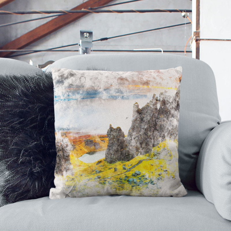 View from the Old Man of Storr in the Isle of Skye Cushion with Filling, White, 40cm H x 40cm W x 15cm D