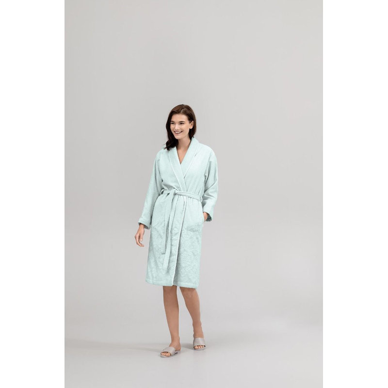Michelle Cotton Terry Cloth Girl / Woman+ Above Knee Bathrobe with Pockets, L