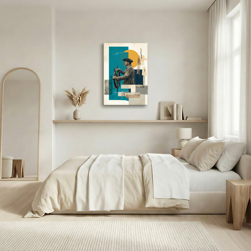 Ensemble de 1 toile murale collage nautique, 48"H x 36"W, Toile tendue