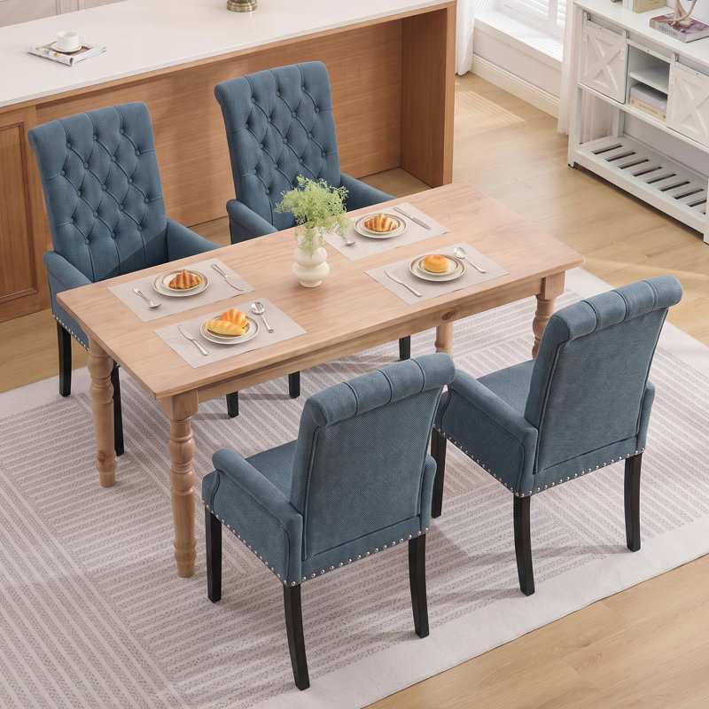 Fauteuil Amdad, Lin, Bleu très foncé, Noir