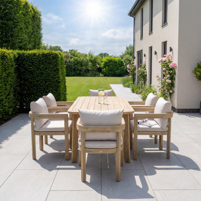 Acacia Wood Patio Dining Set with Rectangular Table