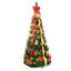 Arbre de Noël de 6 pi avec design escamotable, 150 lumières et ornements blanc chaud, parfait pour les petits appartements