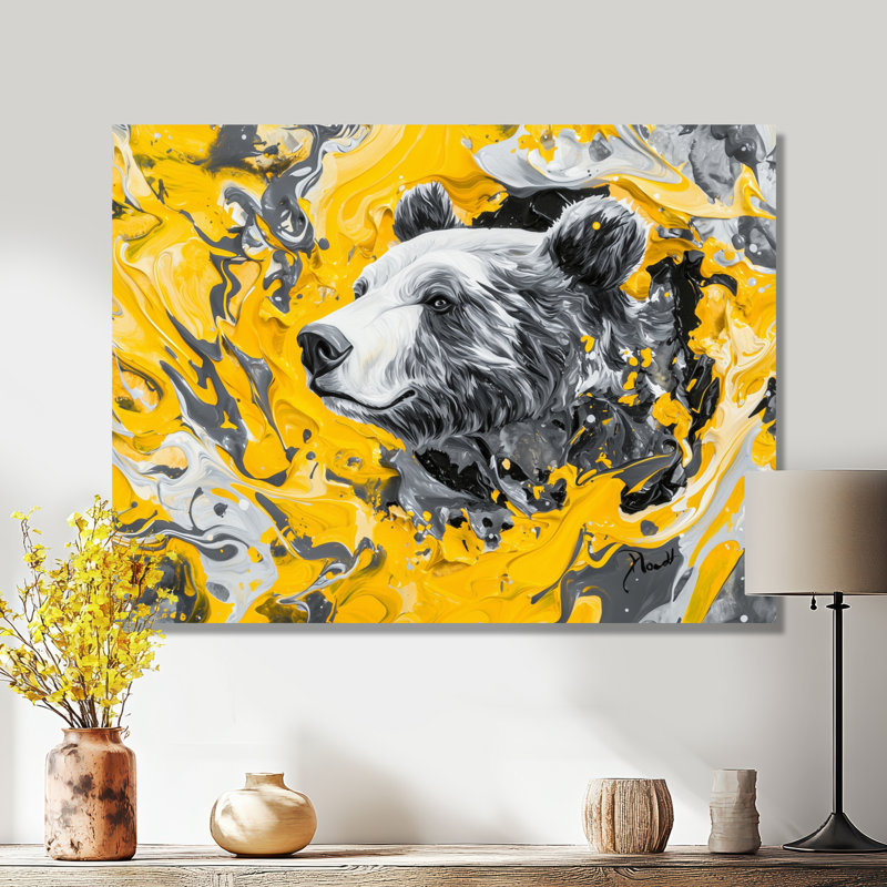 «Modern Bears Den Portrait», art mural en métal, impression sur métal moderne, H 12 po x l 20 po x P 0,84 po