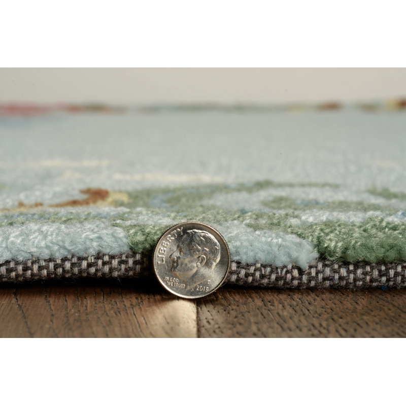 Tapis ivoire crocheté à la main à motif floral Jaden, Rectangle 5 pi x 7 pi 6 po