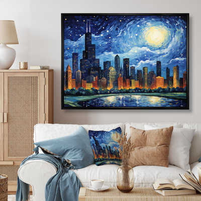 Chicago The Starry Night - Chicago Canvas Wall Art