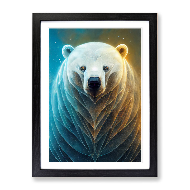 Brought Polar Bear Magic - Picture Frame Print, Black, 64cm H x 46cm W x 2cm D