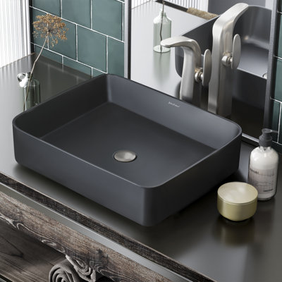 Concorde 20" Rectangle Ceramic Vessel Sink in Matte Black SM-VS242MB