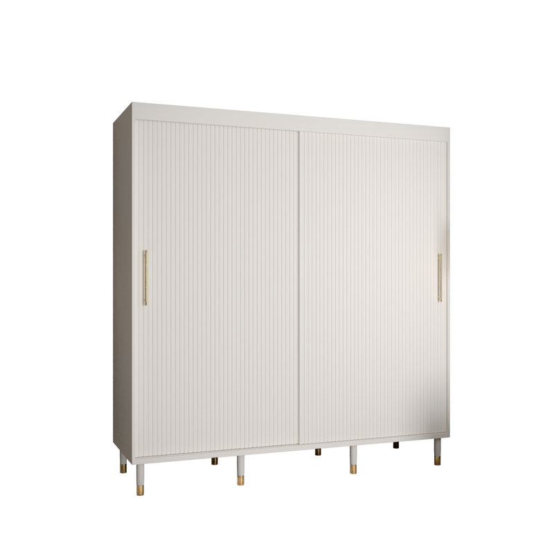 Altaf 2 Door Manufactured Wood Wardrobe, White Matt, 208cm H x 200cm W x 62cm D