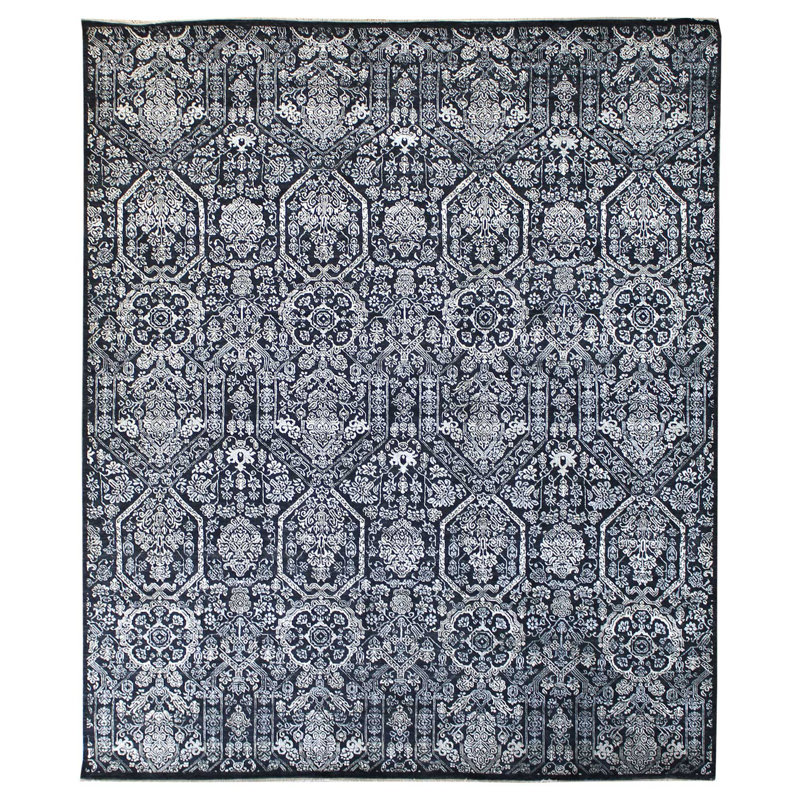 Kashmiri Ikat Area Rug in Gray, Rectangle 8' x 9'10"