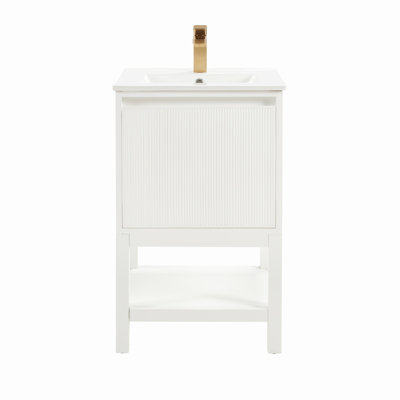 Meuble-lavabo en bois avec tablette réglable