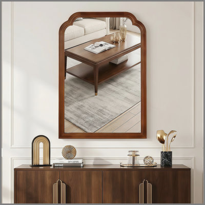 Miroir décoratif de coin en bois massif de couleur noire noyer noir 20 po x 30 po, pour chambre à coucher, salle de bain, salon, vestibule