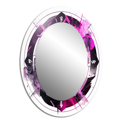 Third Eye purple Chakra Symbol I - Pink Oval Wall Mirror Decor