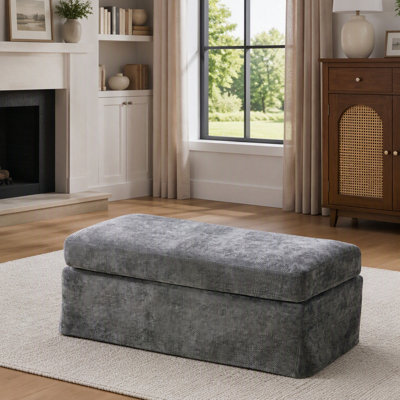 Modern Upholstered Square Ottoman with Metal Legs, Versatile Footrest