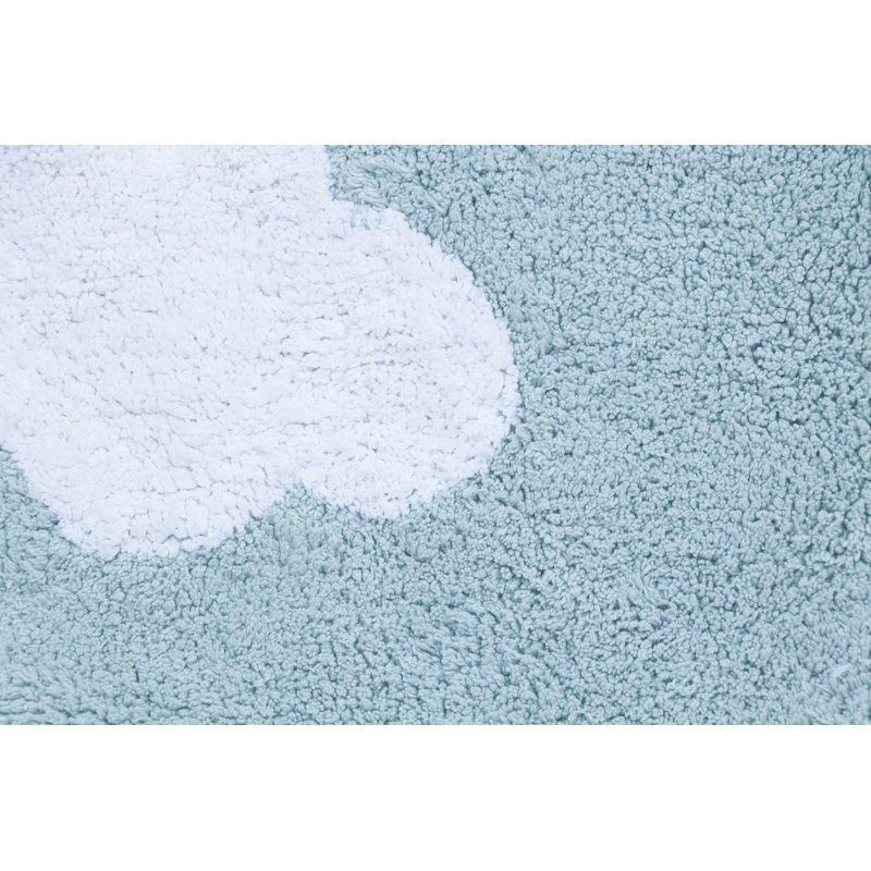 MiniOnes Hand Tufted Cotton Area Rug in Blanco/Light Blue
