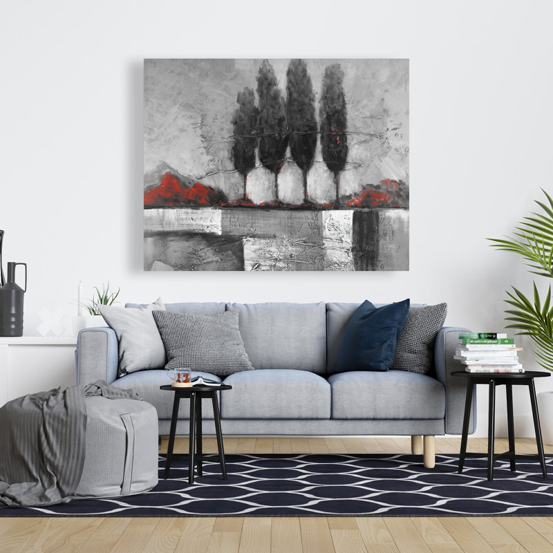 Paysage industriel avec arbres - Décoration intérieure en toile noire
