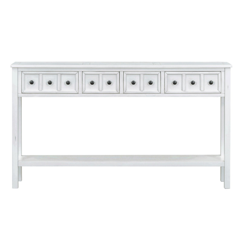 Rustic Entryway Console Table, Antique White