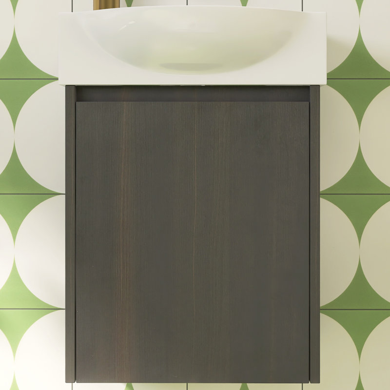 Meuble-lavabo simple 15,9 po avec plateau en céramique, Noir