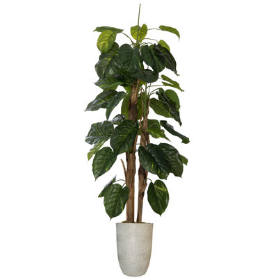 Panama 86'' Faux Devil's Ivy (Scindapsus Aureus) Tree in Planter