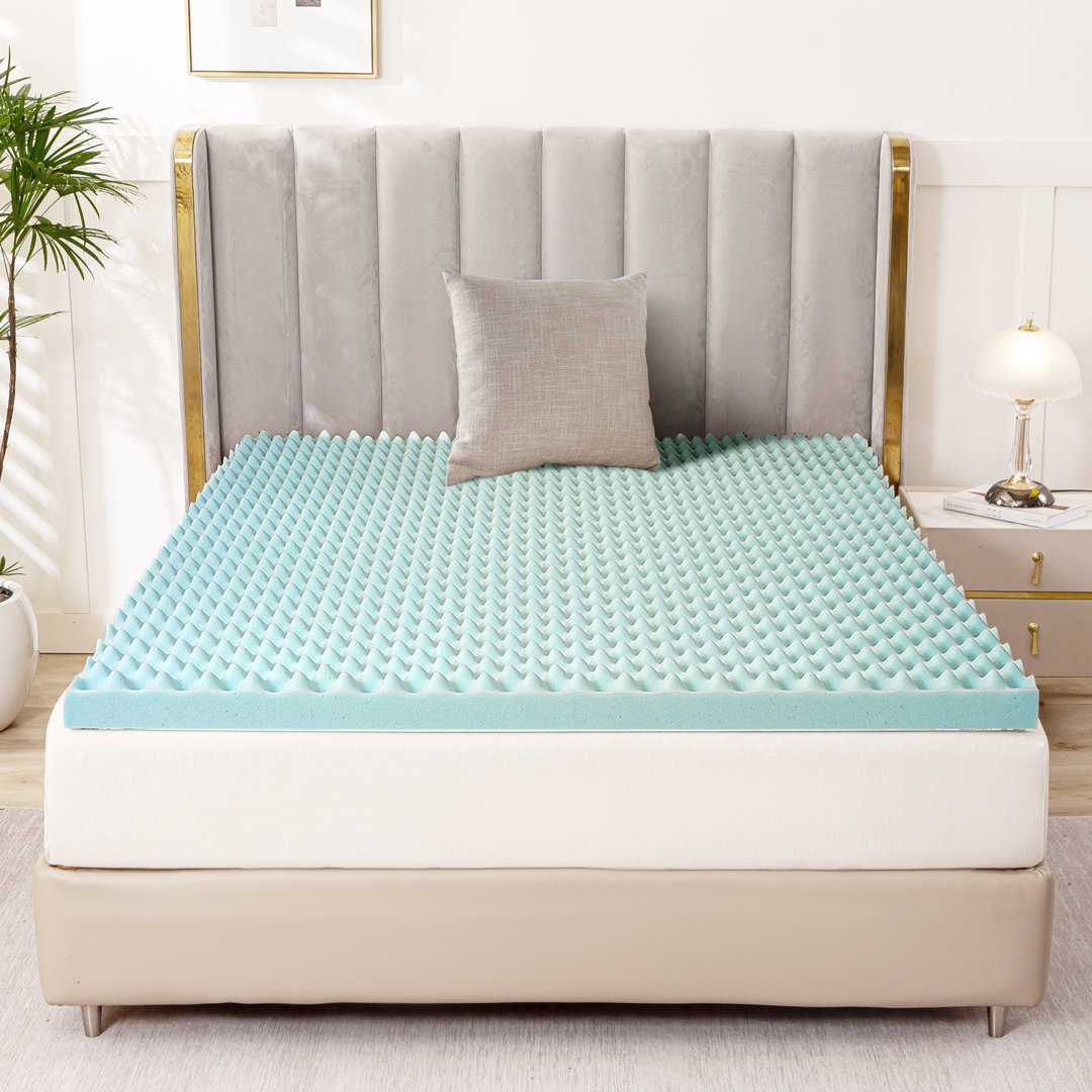 Terese 2" Medium Cooling Gel Memory Foam Mattress Topper Alwyn Home Bed 