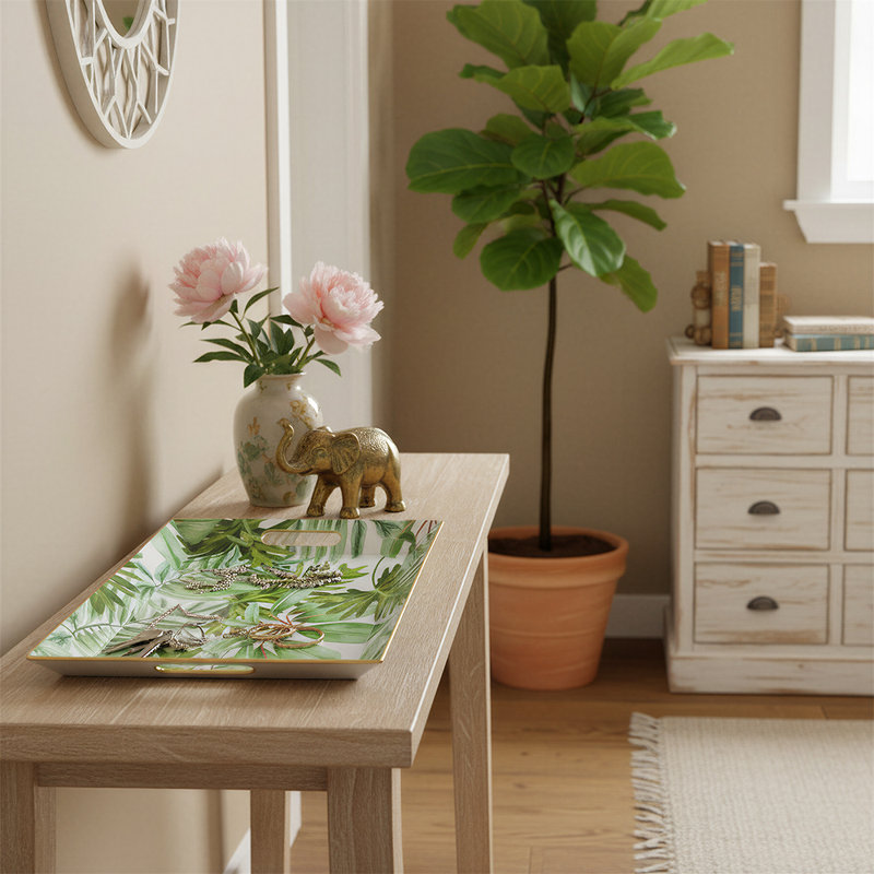 18.1" W Plastic Tropical Serving Platter, Decorative Tropical Serving Tray for Dining Table, Kitchen, or Coffee Table