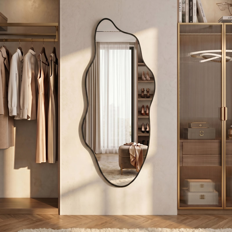 Miroir mural moderne pour salle de bain, Noir, 55.1" x 22.8"
