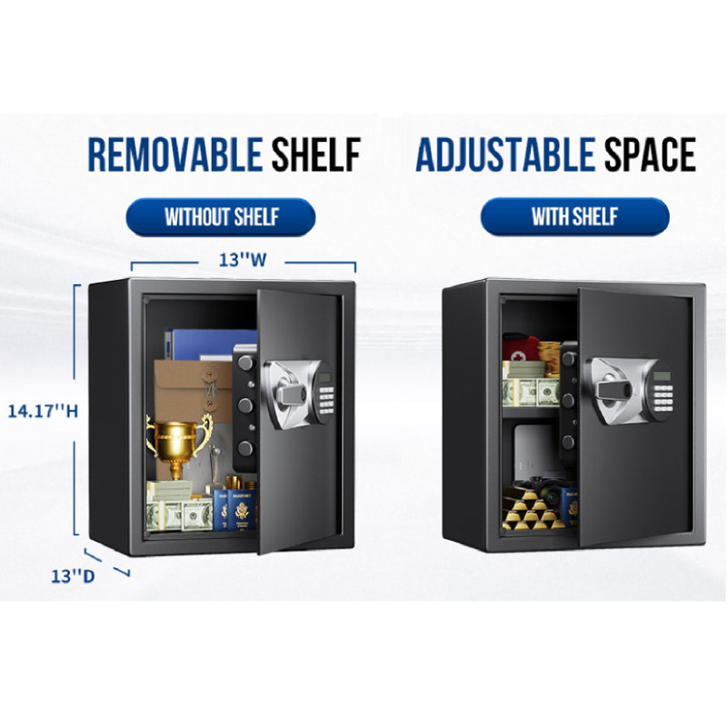 Fingerprint Recognition Safe, 0.8/1.2/1.8 Cub Safe Box, Safes for Home with Digital Keypad, Steel Inner Cabinet, Money Safe