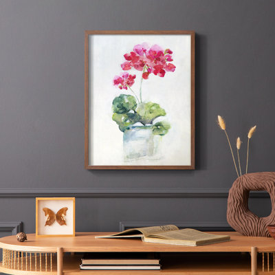 «Soft Geranium II», reproduction encadrée - bois massif