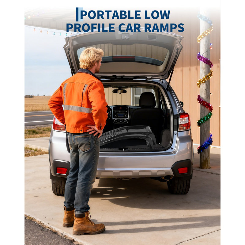 2 Pack 8" Lift Solid Steel Car Ramps, 8000 lbs Capacity Auto Service Ramps