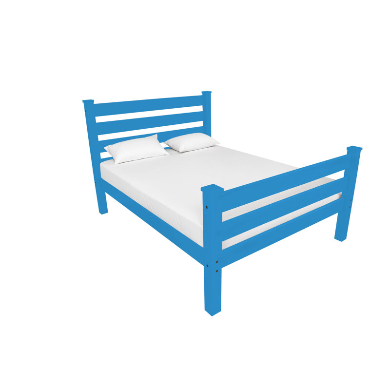Caribbean Blue Solid Wood Twin Bed Frame