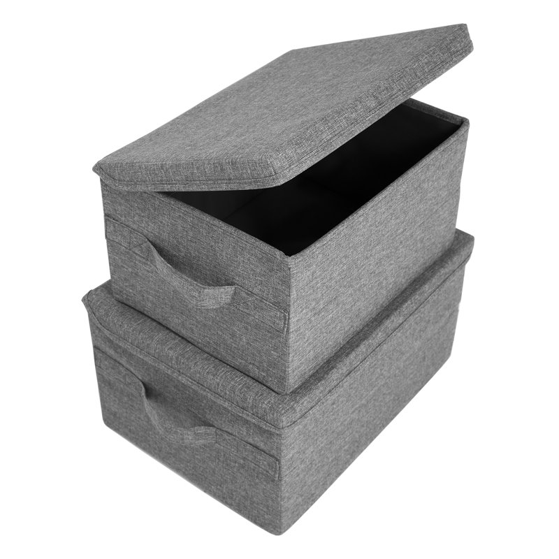 Boîte de rangement en polyester pliable Bigso, H 8,7 po x l 15,75 po x P 11,8 po, Gris