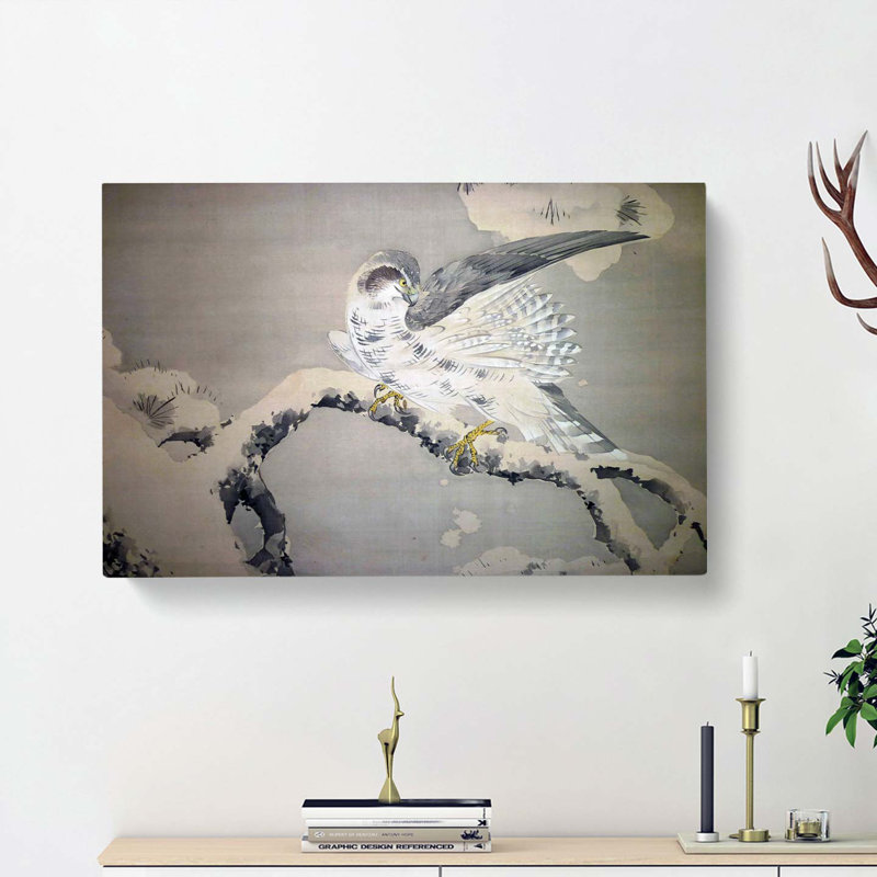 Falcon Birds by Matsumura Goshun - Wrapped Canvas, 40cm H x 60cm W x 3cm D