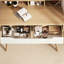 Petit bureau de maquillage avec miroir et lumières DEL réglables, prise de courant intégrée, rangement dissimulé, tabouret et tablette rembourrés, coiffeuse pour petites chambres, blanc