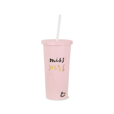 20 oz. Acrylic Tumbler with Straw, Miss to Mrs. (Blush)